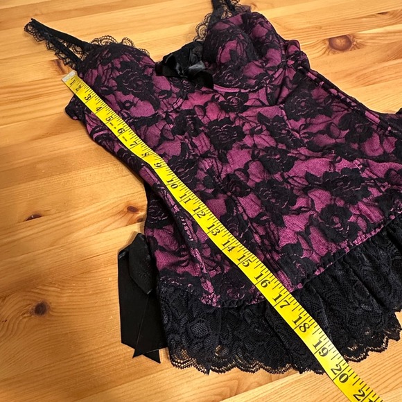 Corset Women L Whimisigoth Romantic Coquette‎ Floral Lace Bow Ruffle Top Boning - Picture 7 of 10